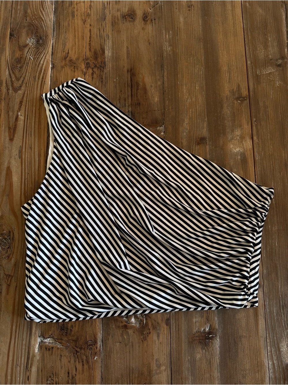 H&M Black and White One-Shoulder Striped Tank